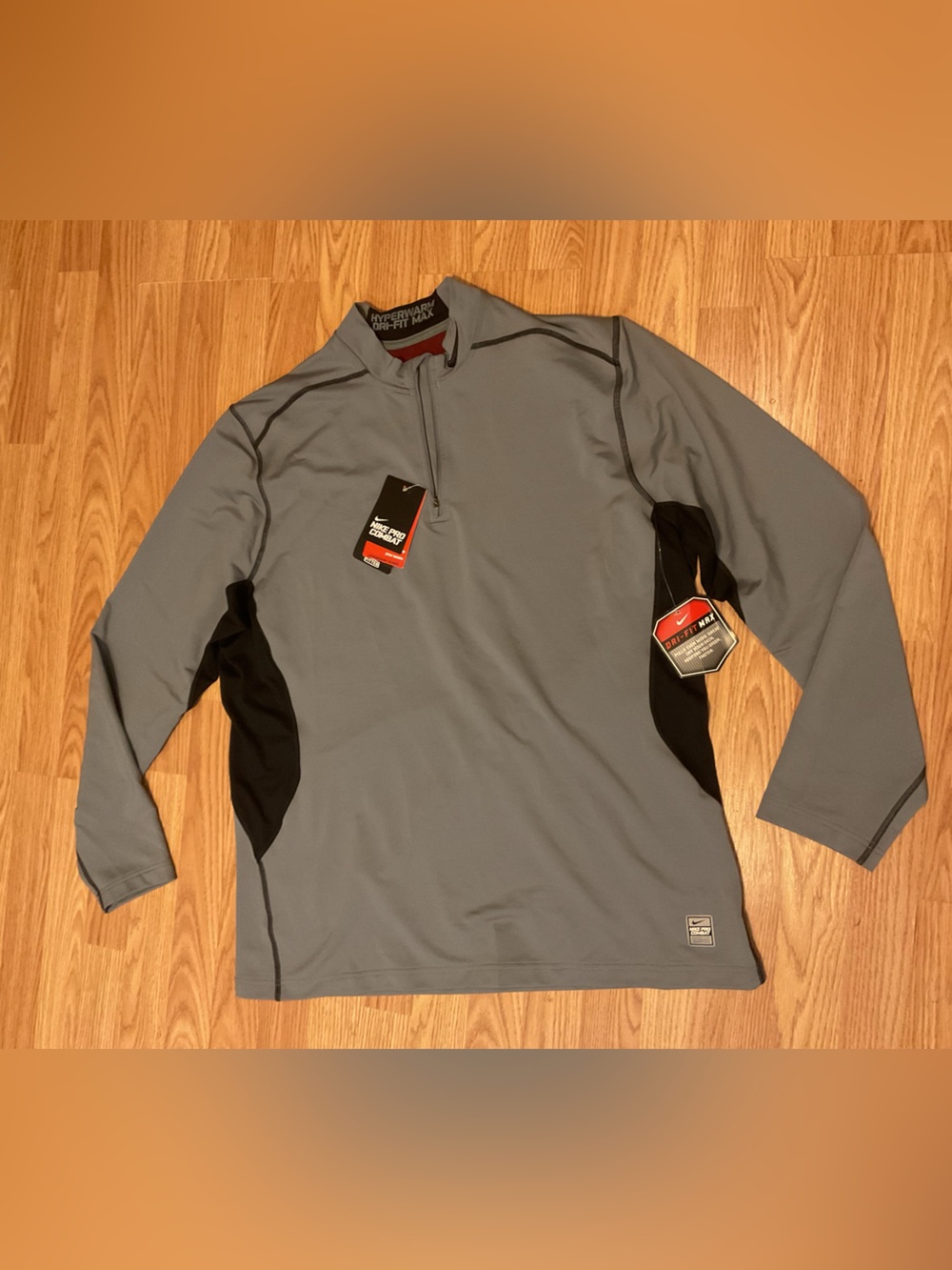 Nike Pro Combat Athletic Men’s Grey 1/4 Zip Performance Jacket/Shirt 2XL NWT